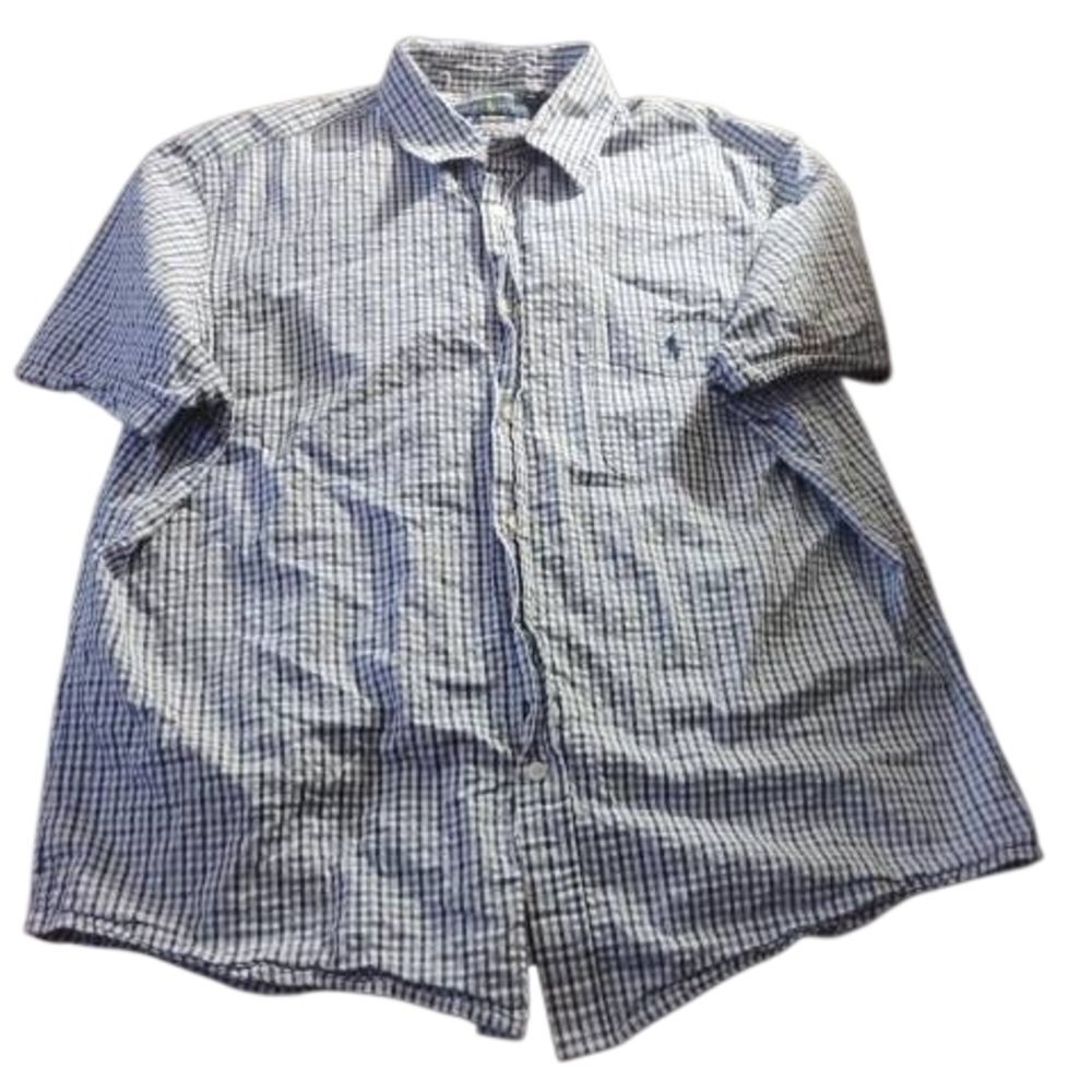 Ralph Lauren Seersucker Blue Casual Button Down Shirt (28)